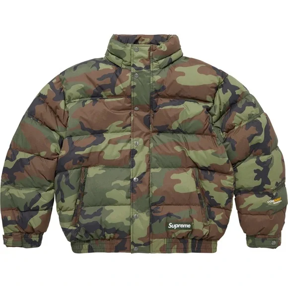 SUPREME FACEMASK 700-FILL DOWN PUFFER JACKET FW25 Woodland Camo Coat Size XL